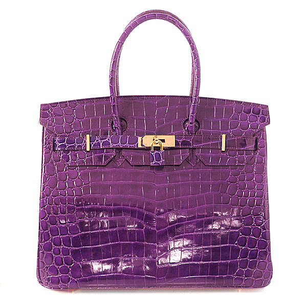 H35 Hermes Birkin 35CM pelle di coccodrillo in luce viola con Go